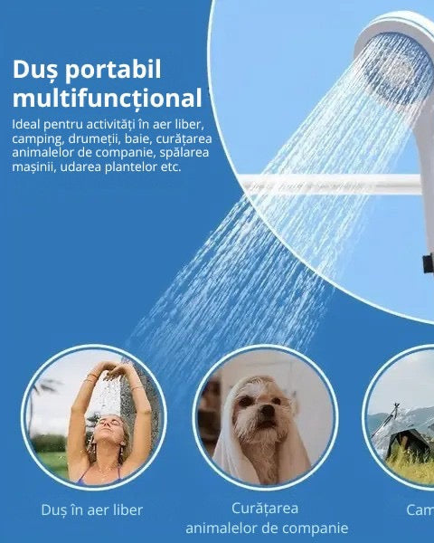 Duș Instant Portabil,Reîncărcabil prin USB,furtun de 1,5 m