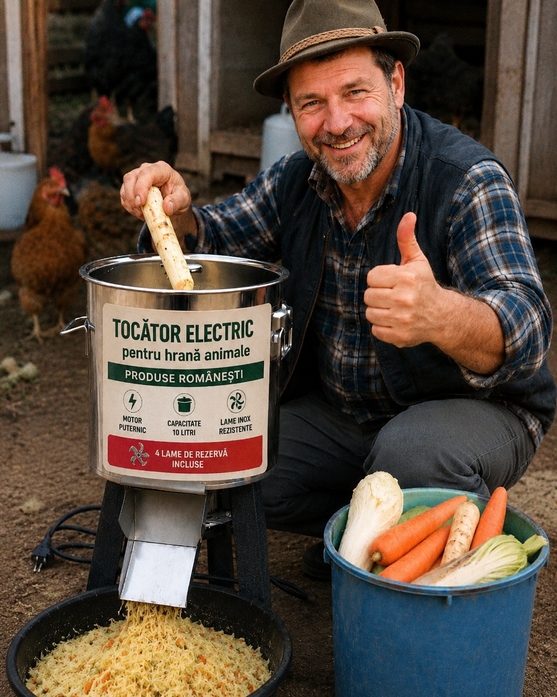 Tocătorul Rapid pentru Hrană Animale + Premix Nutrițional Cadou