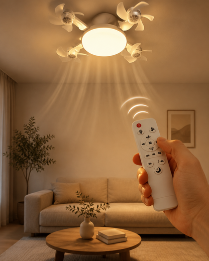 💡 Ventilator de Tavan cu Lumină LED 2-în-1 Modern — Silențios și Economic în Energie