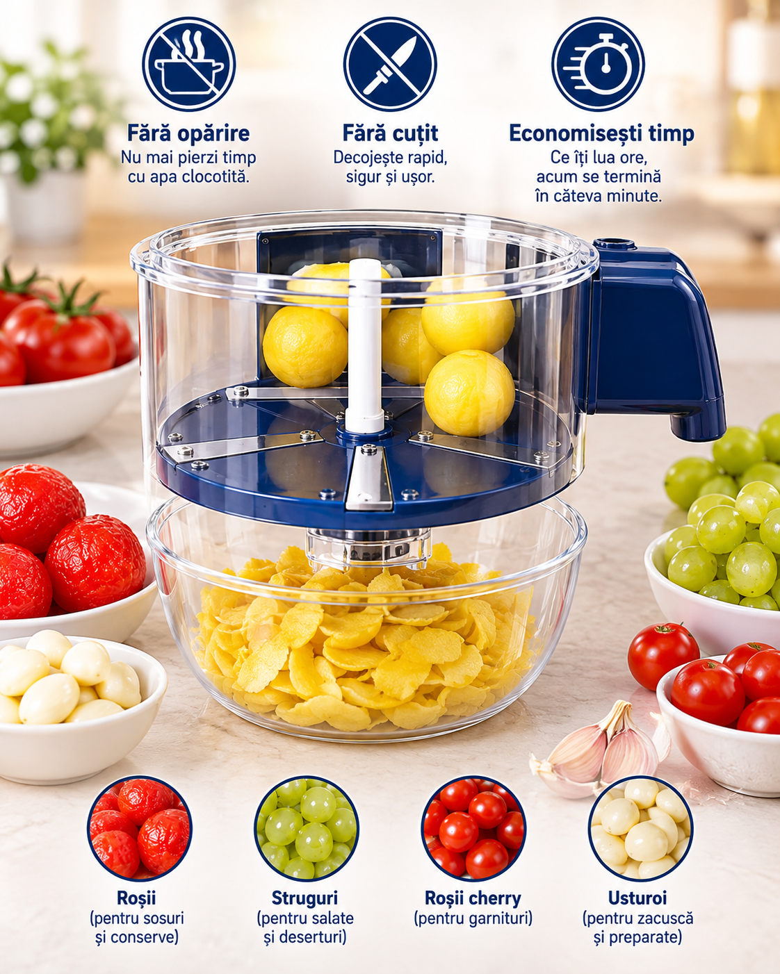 DecojesteRapid 5-în-1—Gata Cu Decojitul Ore-Intregi La Conserve+Pâlnie pentru conserve GRATUIT