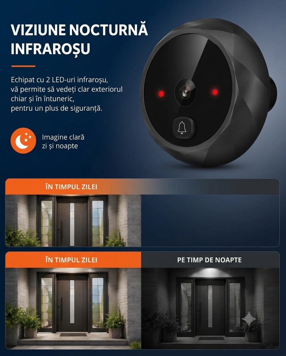 Vizor Smart pentru Ușă — Vezi Clar Zi și Noapte