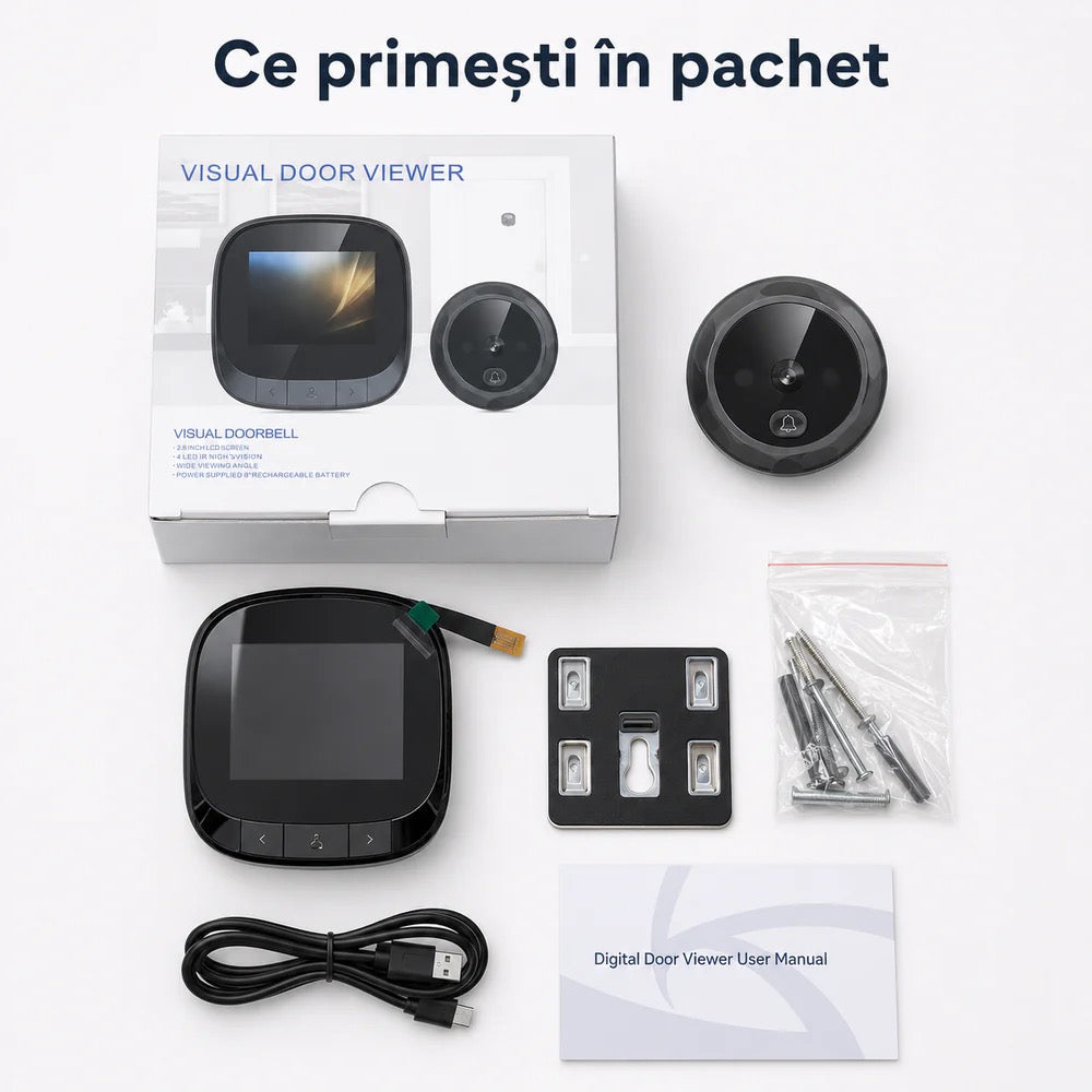 1+1 Vizor Smart pentru Ușă — Vezi Clar Zi și Noapte